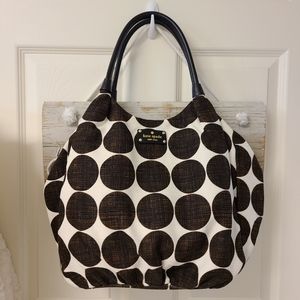 Kate Spade ♠️ Brown/Black Canvas Circles Handbag Shoulderbag